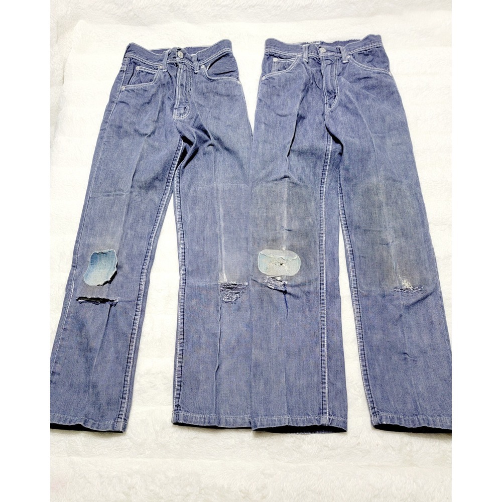 Vintage 50s Farah Of Texas Gold Strikes Knees Patch Cowboy USA Jeans Kids Sz 10
